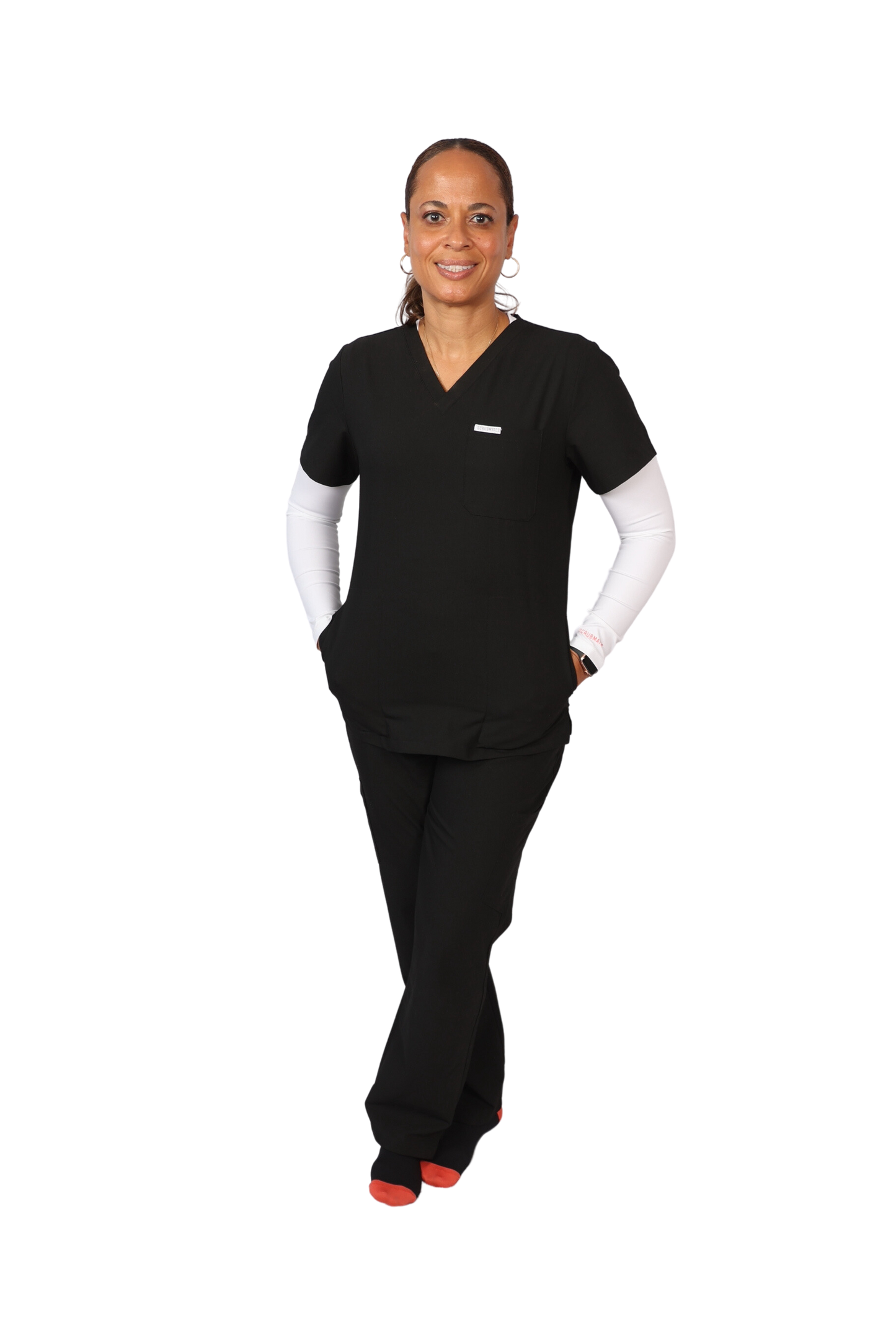 work medical and dental uniform Scrubmates classic straight leg black scrub pants for women made to pair perfectly with our classic scrub top. Our exclusive design is trend-forward while still delivering timeless and professional style. Made from a superior quality polyester/rayon/spandex fabric mix, these pants offer unparalleled all-day comfort. Designed to be flattering at every angle. Our thoughtful and innovative design offers six deep pants pockets best scrubs for women figs scrubs