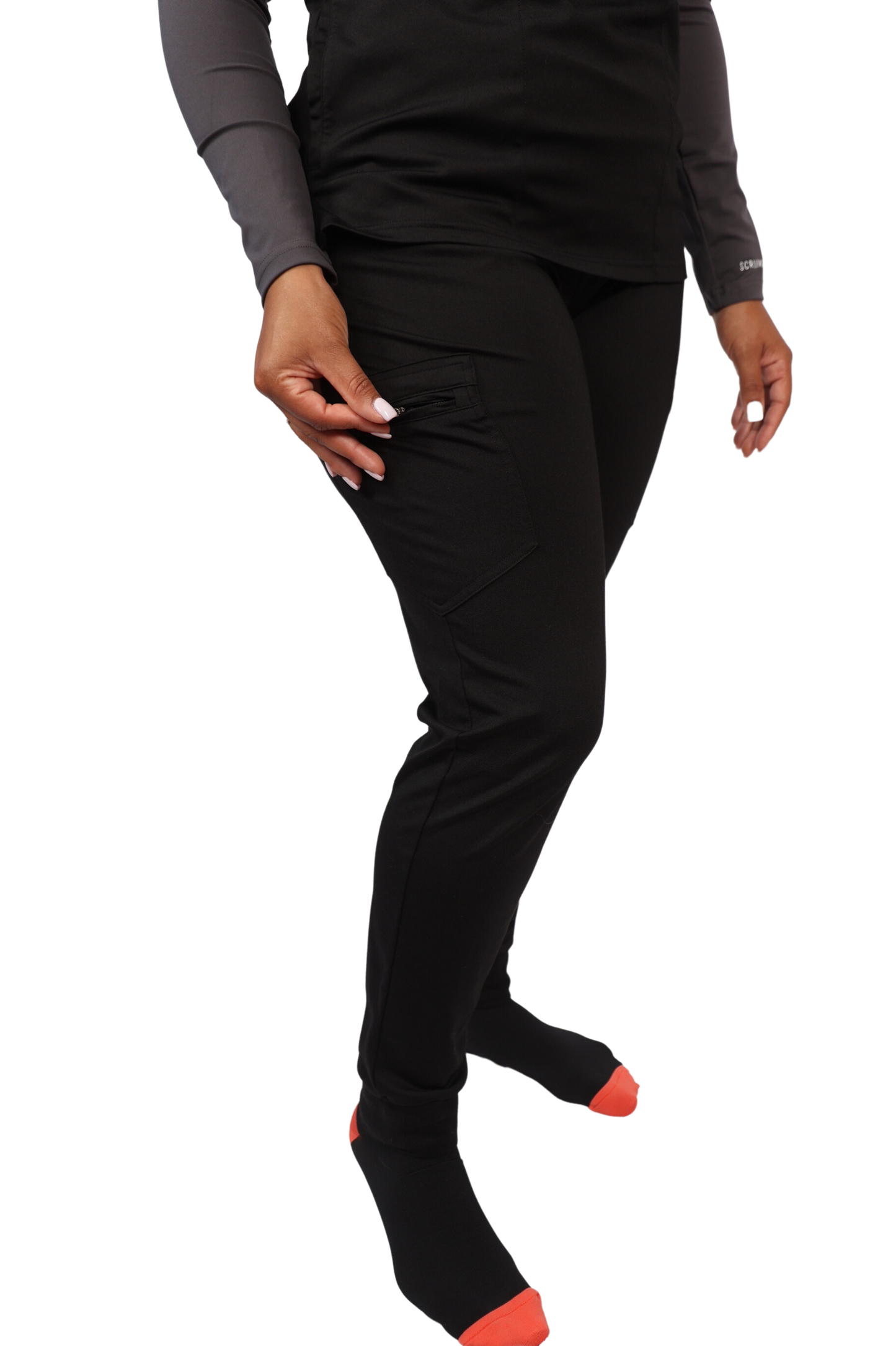 medical work uniform stretchy comfy Scrubmates modern fit jogger black scrub pants for women made to pair perfectly with our modern fit top. Our exclusive design is on trend, professional and stylish. Made from a superior quality nylon/rayon/spandex fabric mix, these pants offer unparalleled all-day comfort. Our luxe fabric blend offers the ultimate amount of stretch, and is designed to be flattering at every angle innovative design offers six deep pants pockets best scrubs for women figs scrubs