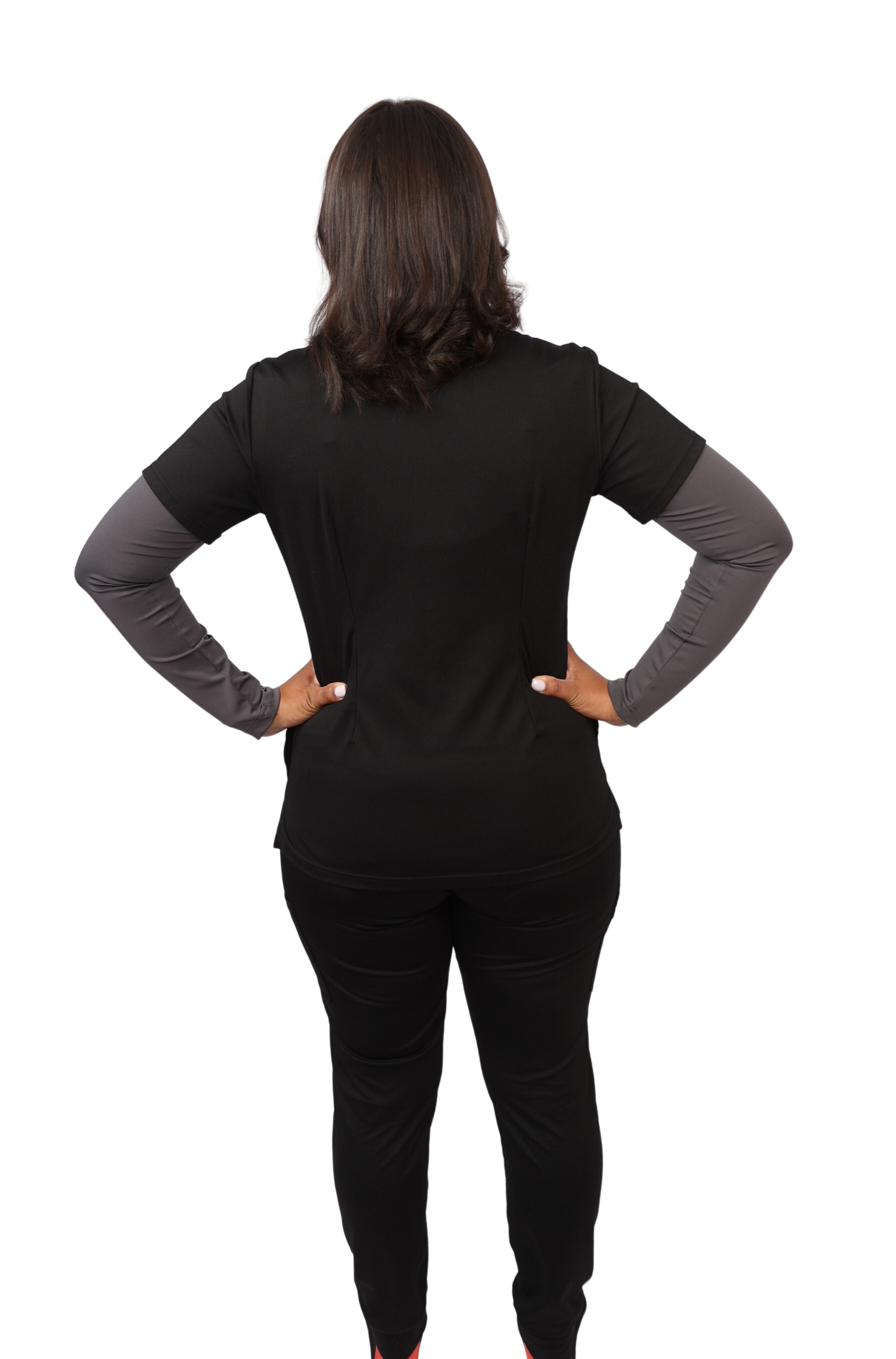 medical work uniform Scrubmates modern fit jogger black scrub pants for women made to pair perfectly with our modern fit jogger pants. Our exclusive design is on trend, professional and stylish. Made from a superior quality nylon/rayon/spandex fabric mix, this set offers unparalleled all-day comfort. Our luxe fabric blend offers the ultimate amount of stretch, and is designed to be flattering at every angle innovative design offers a chest pocket and 2 kangaroo pockets best scrub set for women figs scrubs