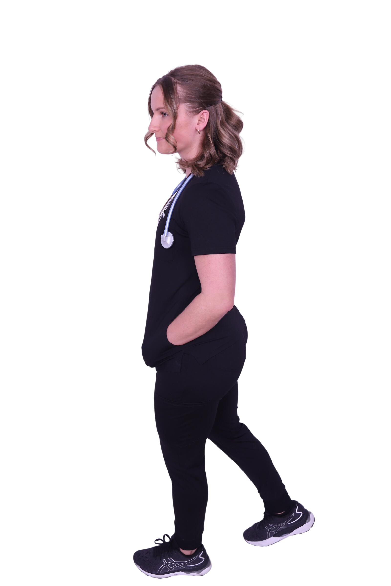 medical work uniform stretchy comfy Scrubmates modern fit jogger black scrub pants for women made to pair perfectly with our modern fit top. Our exclusive design is on trend, professional and stylish. Made from a superior quality nylon/rayon/spandex fabric mix, these pants offer unparalleled all-day comfort. Our luxe fabric blend offers the ultimate amount of stretch, and is designed to be flattering at every angle innovative design offers six deep pants pockets best scrubs for women figs scrubs