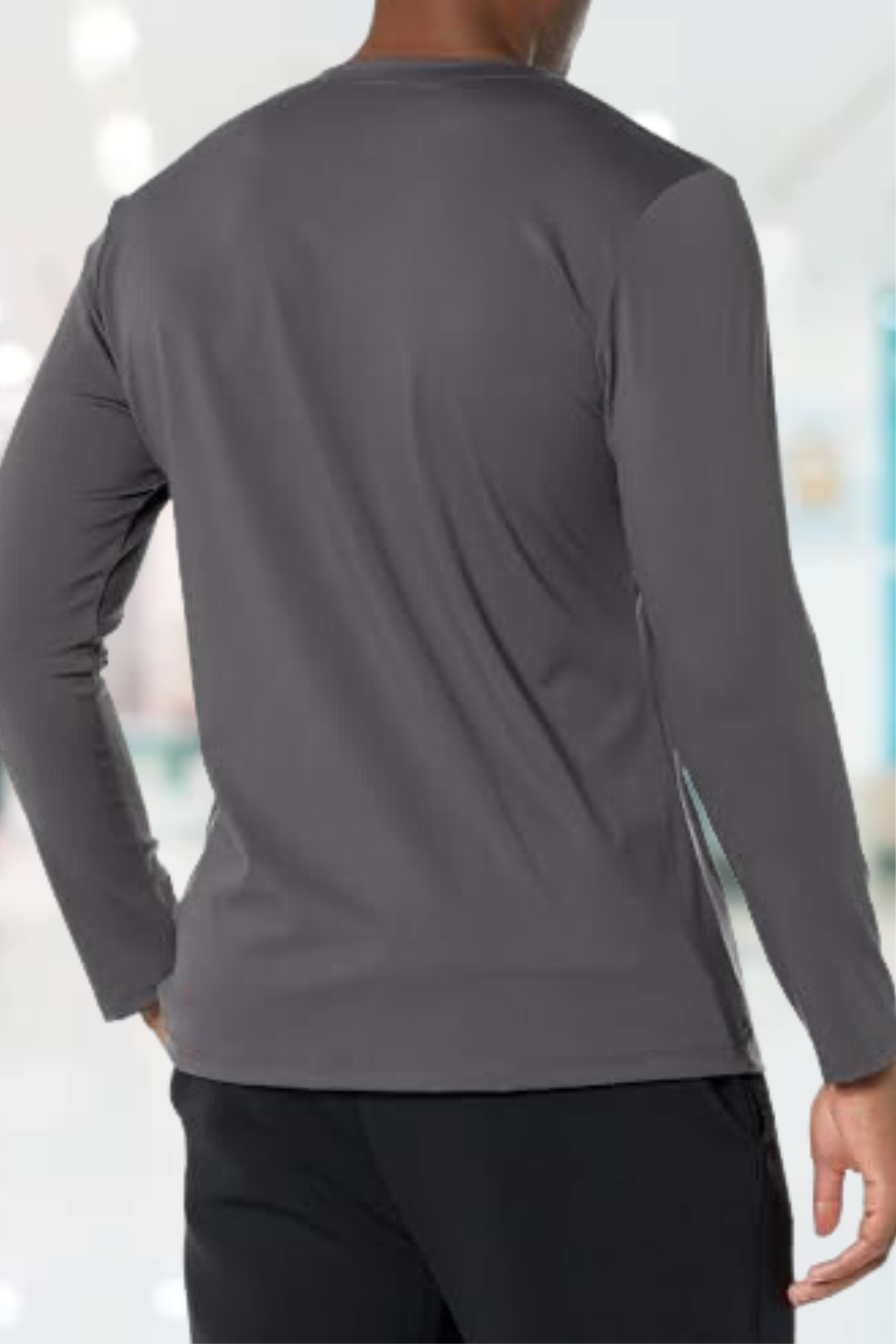 Scrubmates Long Sleeve Under Scrub V-Neck Tee Shirt for Men with Zippered Chest Pocket