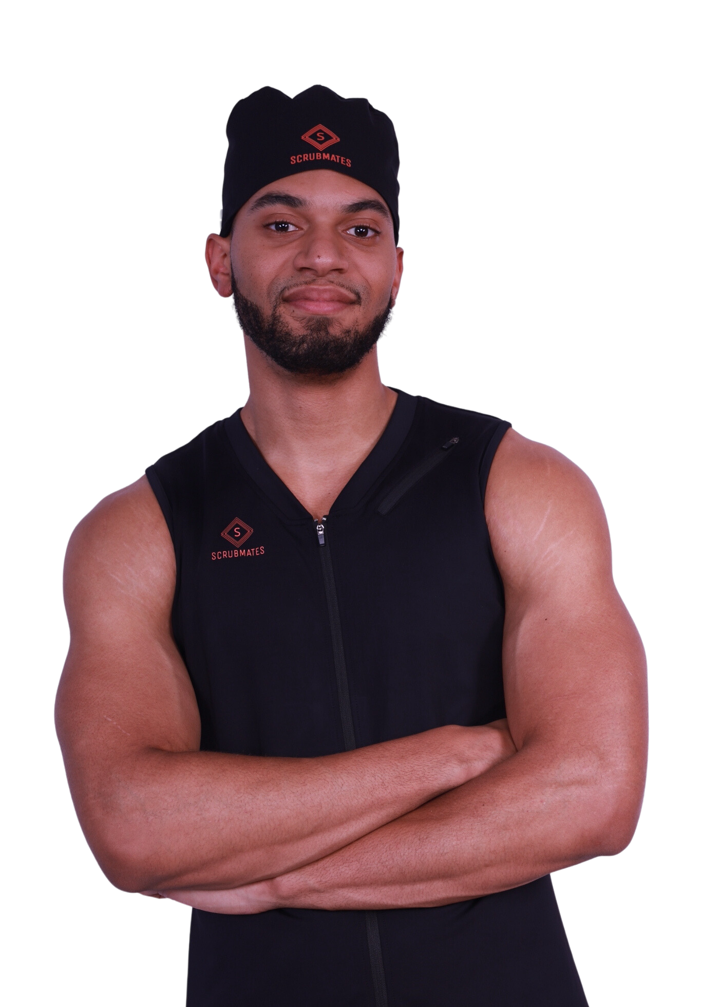 Scrubmates Sleeveless Under Scrub V Neck Tee Shirt for Men with Zippered Chest Pocket