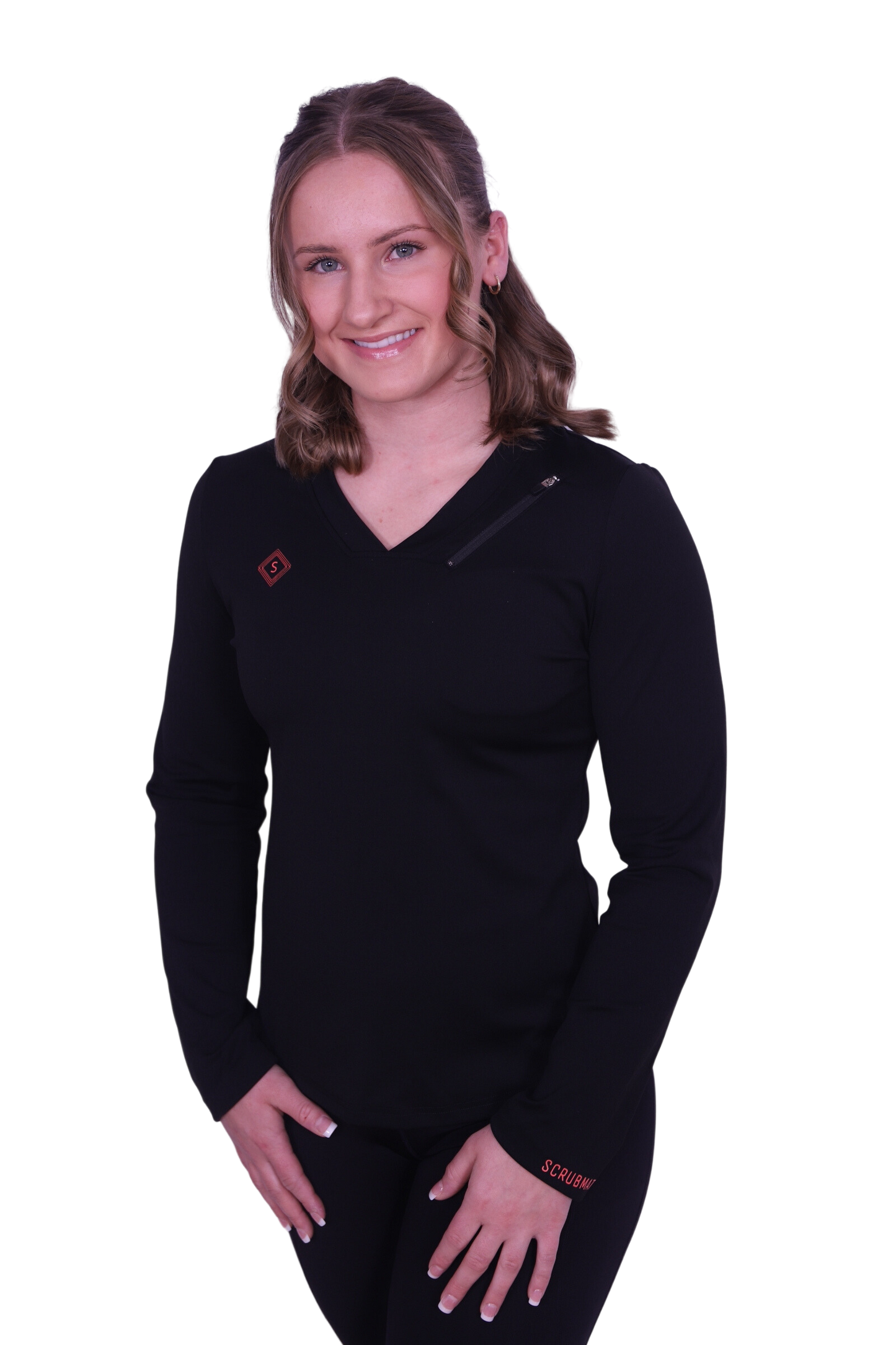 GT Performance Womens Medical Underscrub T-Shirt Long Sleeve Tee-2  Pack-Black/White-X-Large