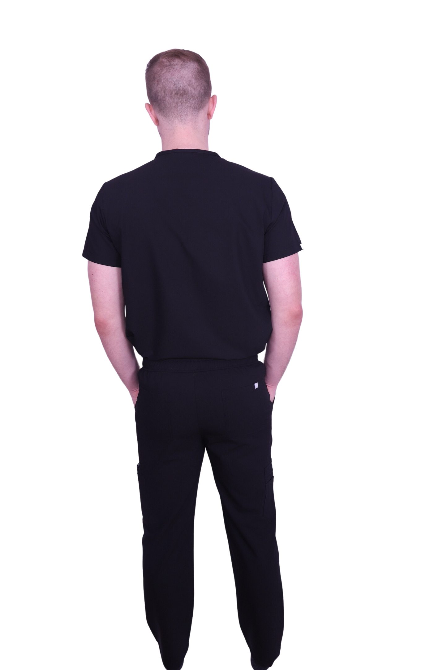 Elevate your work collection with the Scrubmates black classic scrub top for men made to pair perfectly with our classic straight leg pants. Our exclusive design is trend-forward while still delivering timeless and professional style. Made from a superior quality polyester/rayon/spandex fabric blend, this set offers unparalleled all-day comfort and allows for ease of movement. Our thoughtful and innovative design offers 2 chest pockets as well as a pen pocket.best scrubs for men figs scrubs