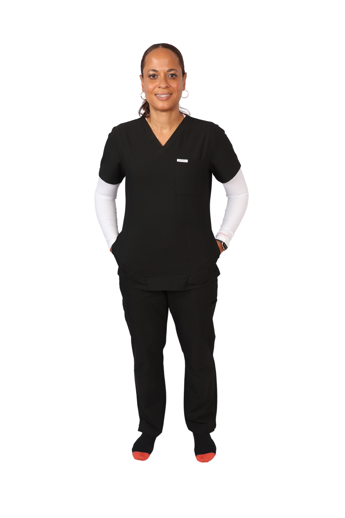 work medical and dental uniform Scrubmates classic straight leg black scrub pants for women made to pair perfectly with our classic scrub top. Our exclusive design is trend-forward while still delivering timeless and professional style. Made from a superior quality polyester/rayon/spandex fabric mix, these pants offer unparalleled all-day comfort. Designed to be flattering at every angle. Our thoughtful and innovative design offers six deep pants pockets best scrubs for women figs scrubs