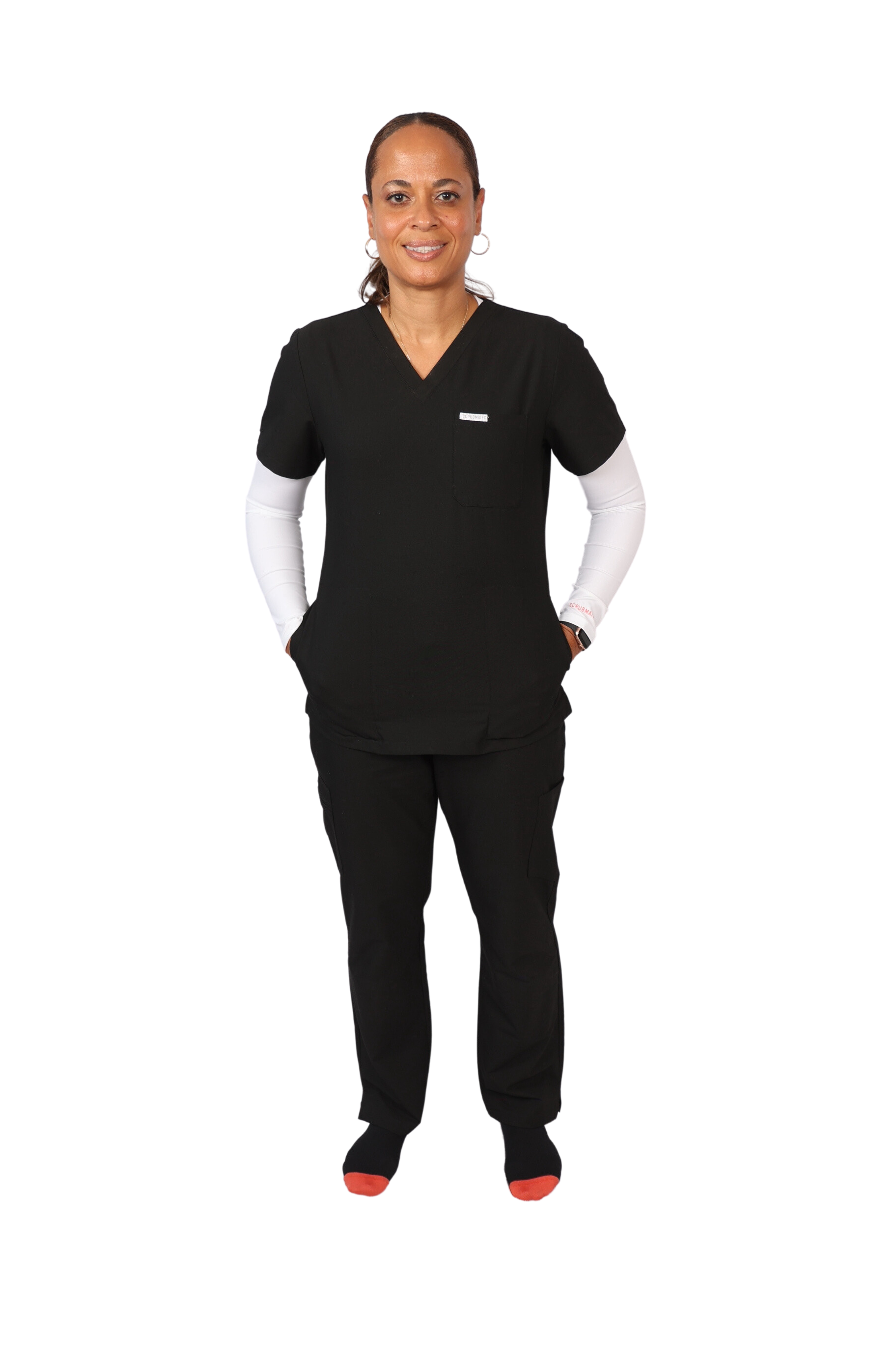 work medical and dental uniform Scrubmates classic straight leg black scrub pants for women made to pair perfectly with our classic scrub top. Our exclusive design is trend-forward while still delivering timeless and professional style. Made from a superior quality polyester/rayon/spandex fabric mix, these pants offer unparalleled all-day comfort. Designed to be flattering at every angle. Our thoughtful and innovative design offers six deep pants pockets best scrubs for women figs scrubs