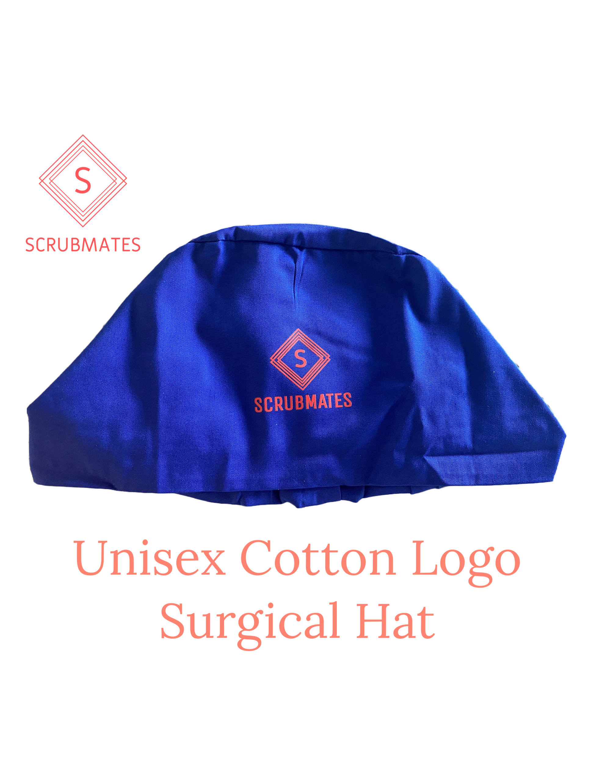 Scrubmates unisex logo scrub hat for men and women with modern, classic fit and sweat band with adjustable tieback. Made to protect your hair as well as provide all day comfort blue
