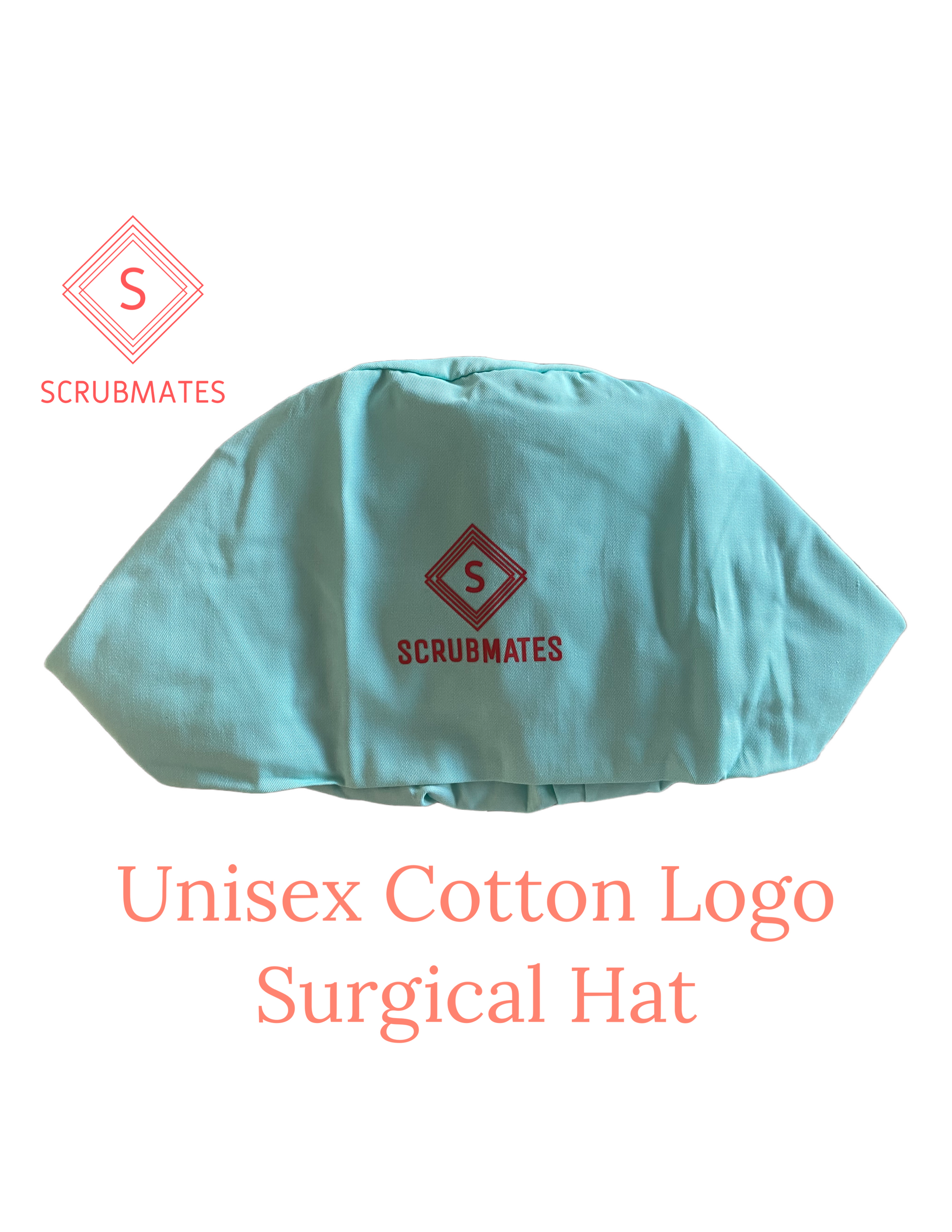 Scrubmates unisex logo scrub hat for men and women with modern, classic fit and sweat band with adjustable tieback. Made to protect your hair as well as provide all day comfort sea green